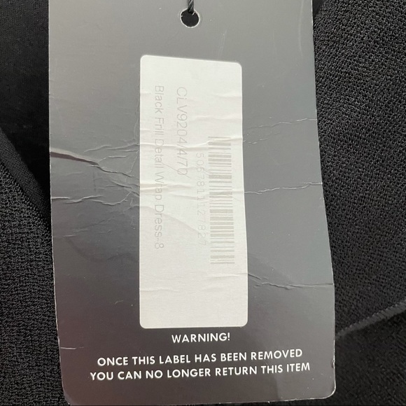 Prettylittlething Black Frill Detail Wrap Dress - Picture 6 of 9